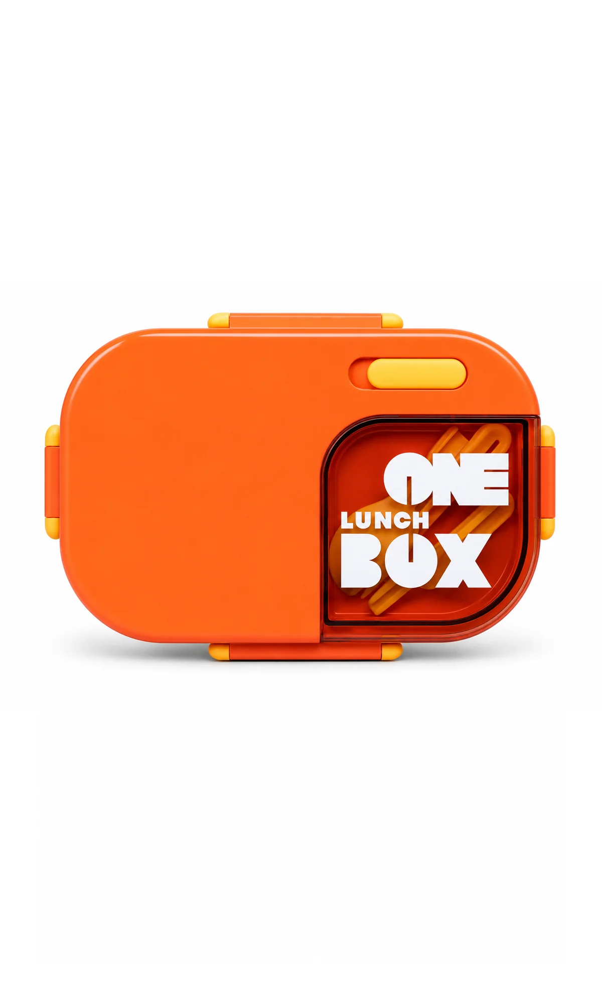 School Lunch Box Orange with Cutlery Set