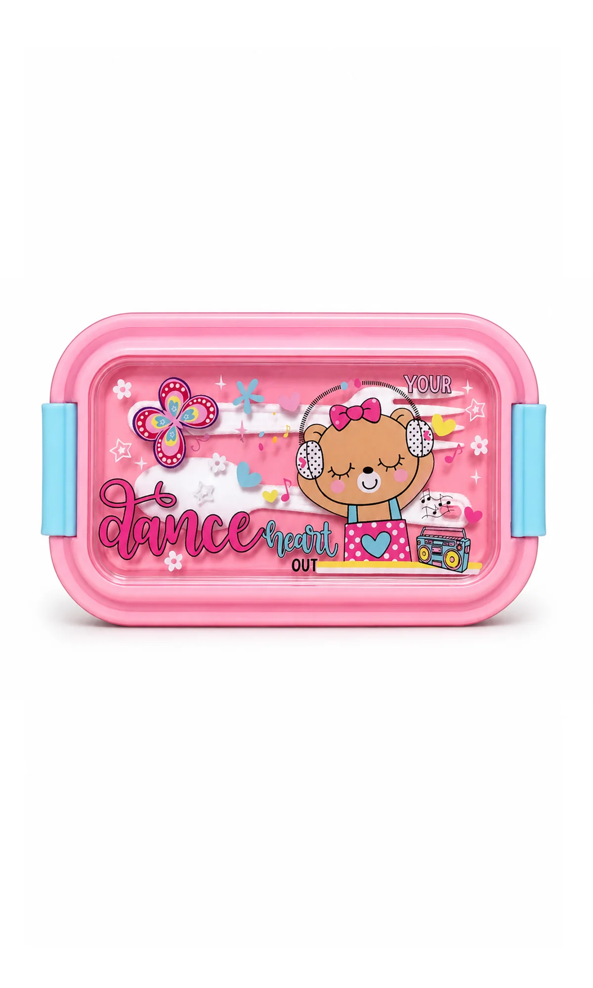 School Lunch Box Pink Dancing Bear Print