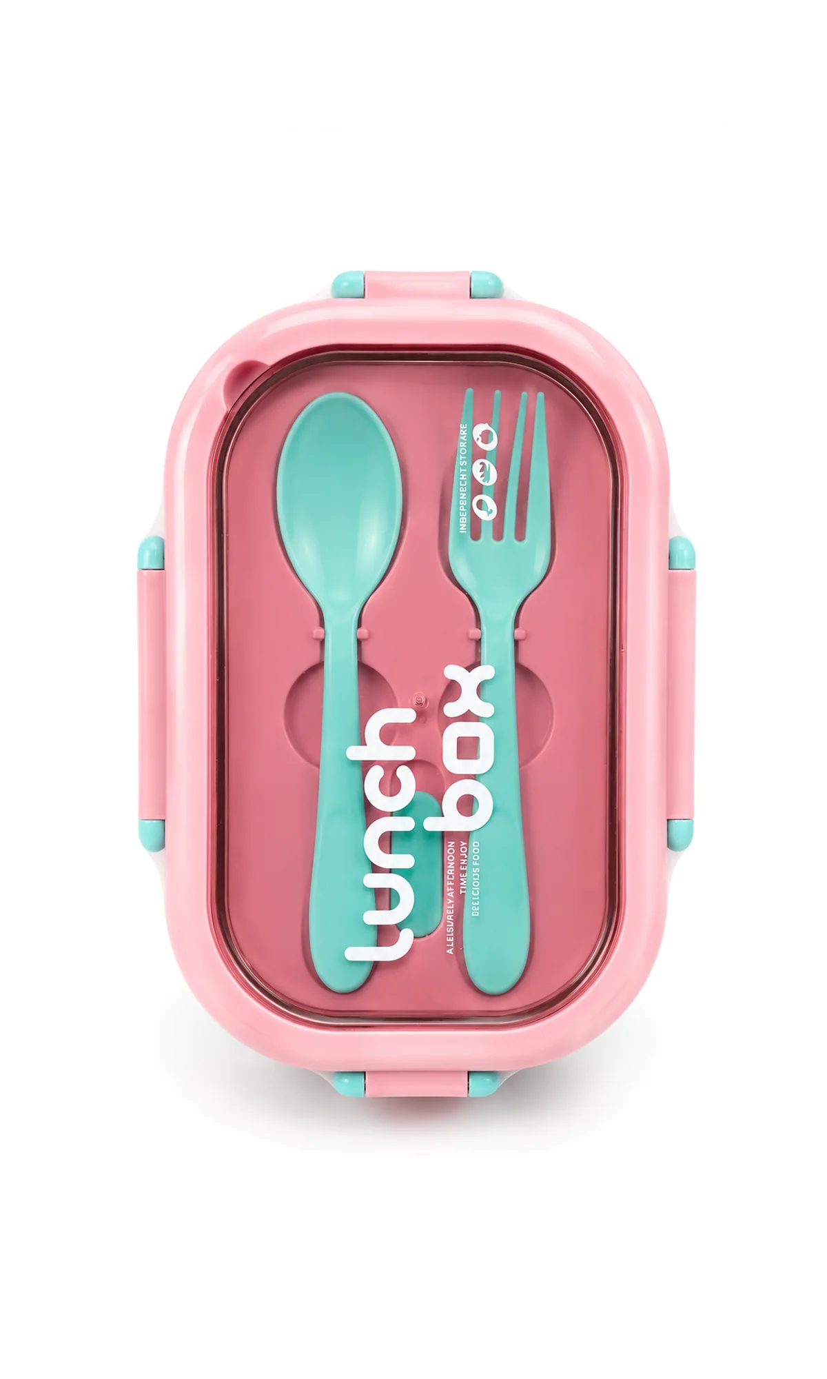 School Lunch Box with Fork and Spoon