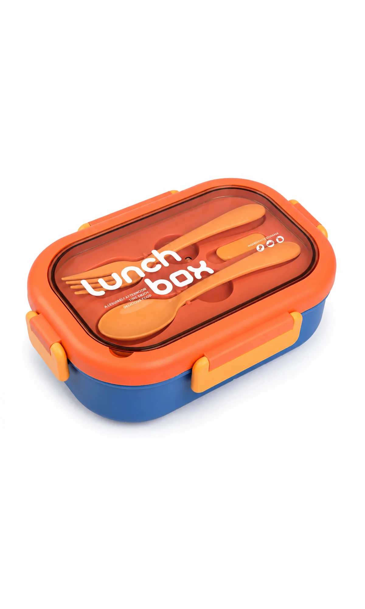 School Lunch Box with Fork and Spoon