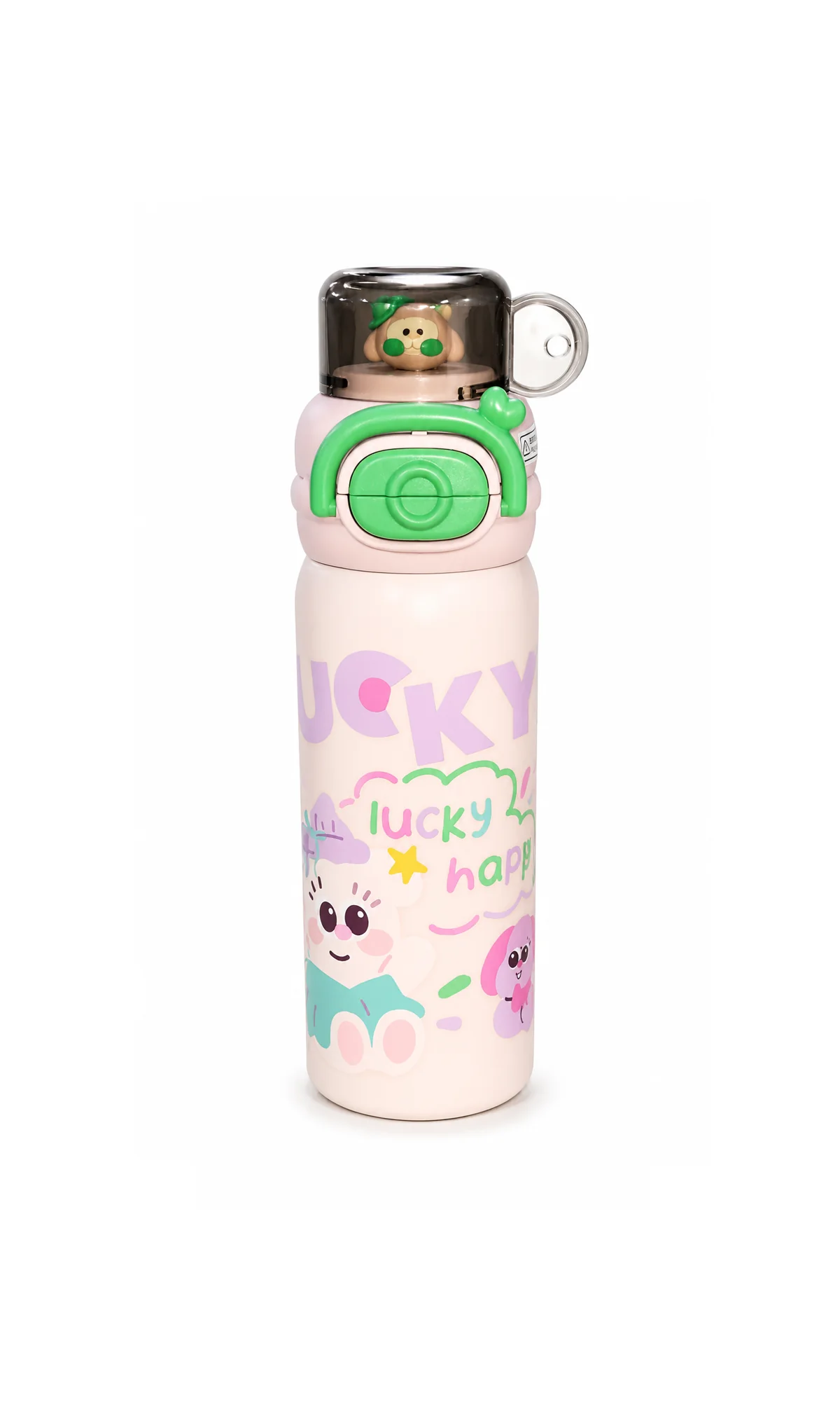 School Water Bottle Lucky Happy Insulated