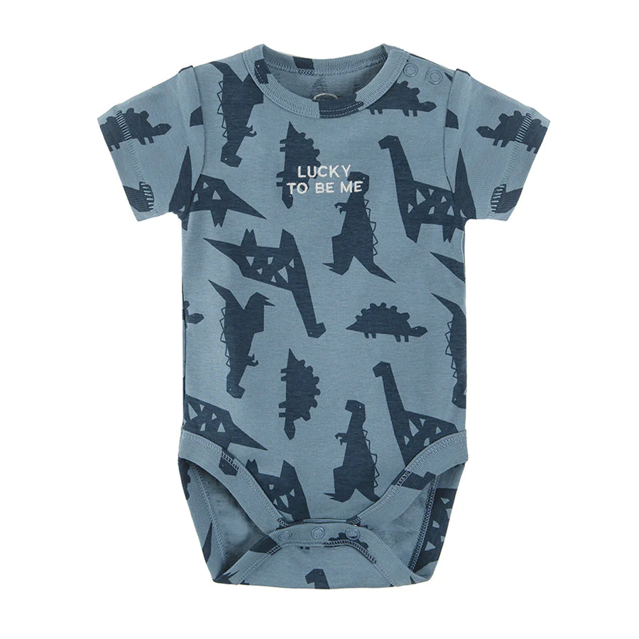 Short Sleeve Bodysuit For Boys, Blue, Dinosaurs, Lucky to be me CC CCB2400254