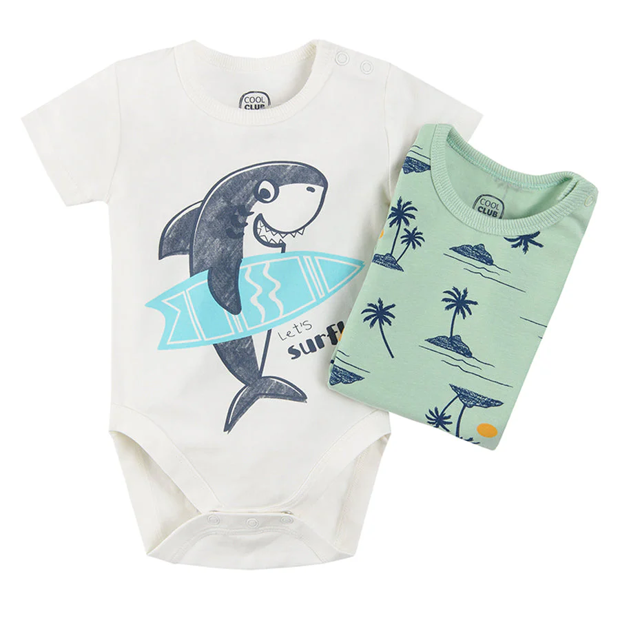 Short Sleeve Bodysuit For Boys Organic Set Of 2 CC CCB2401891