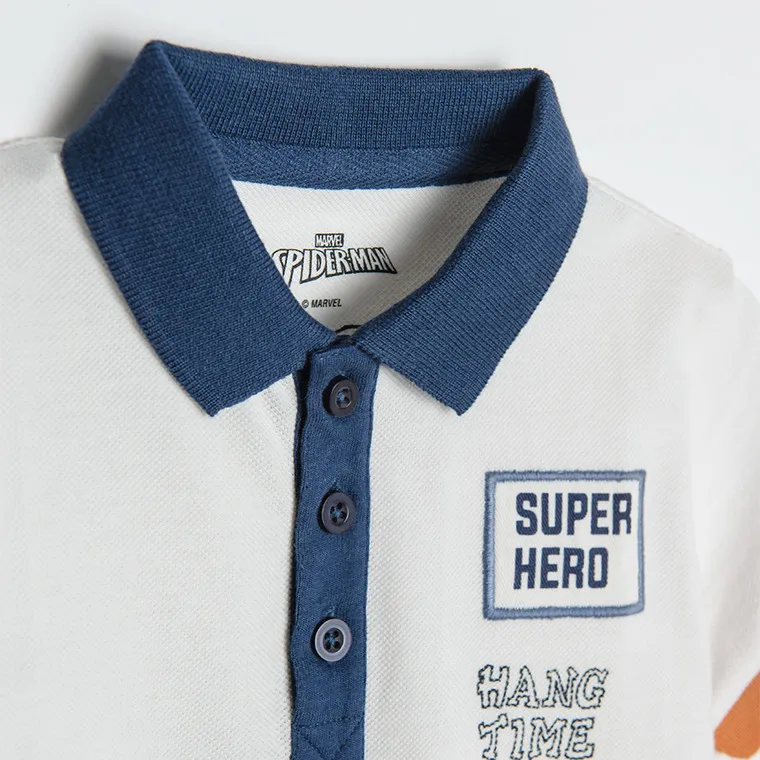 Short Sleeve Polo Shirt For Boy's Ecru Spider-Man CC LCB2410452 - Image 2