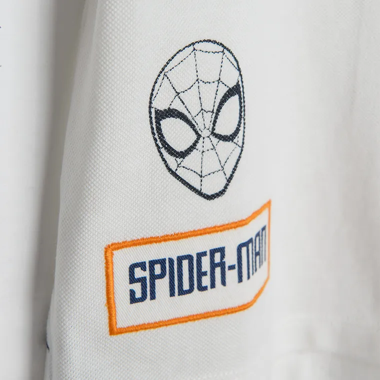 Short Sleeve Polo Shirt For Boy's Ecru Spider-Man CC LCB2410452 - Image 3