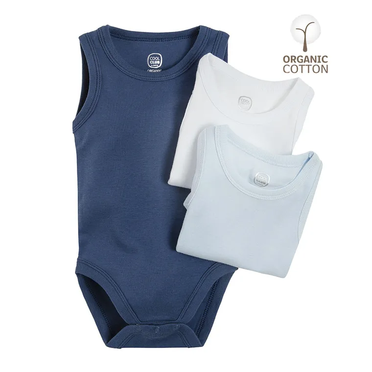 Sleeveless Bodysuit For Boys, Organic Cotton, Mix, Set, 3 Pcs. CC CUB2201464