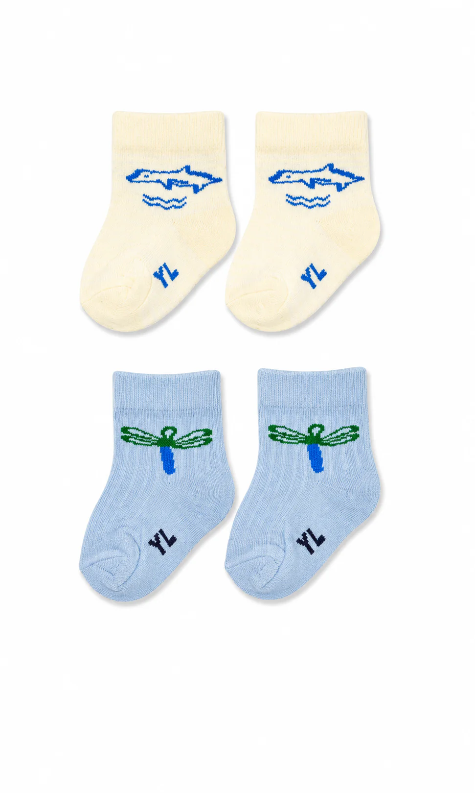 Socks Pack of 2 Cream Blue Animal Print