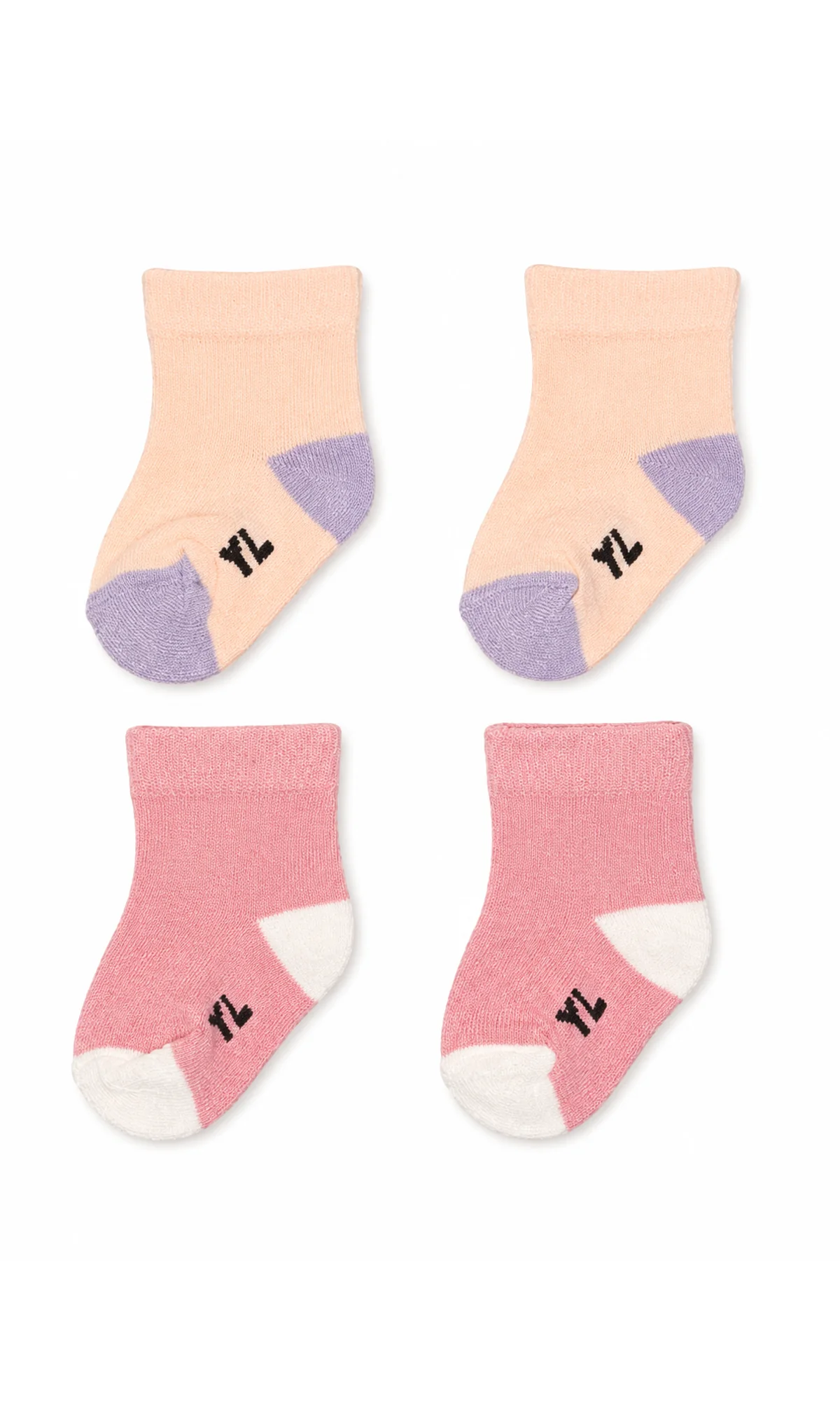 Socks Pack of 2 Peach Lavender Two Tone