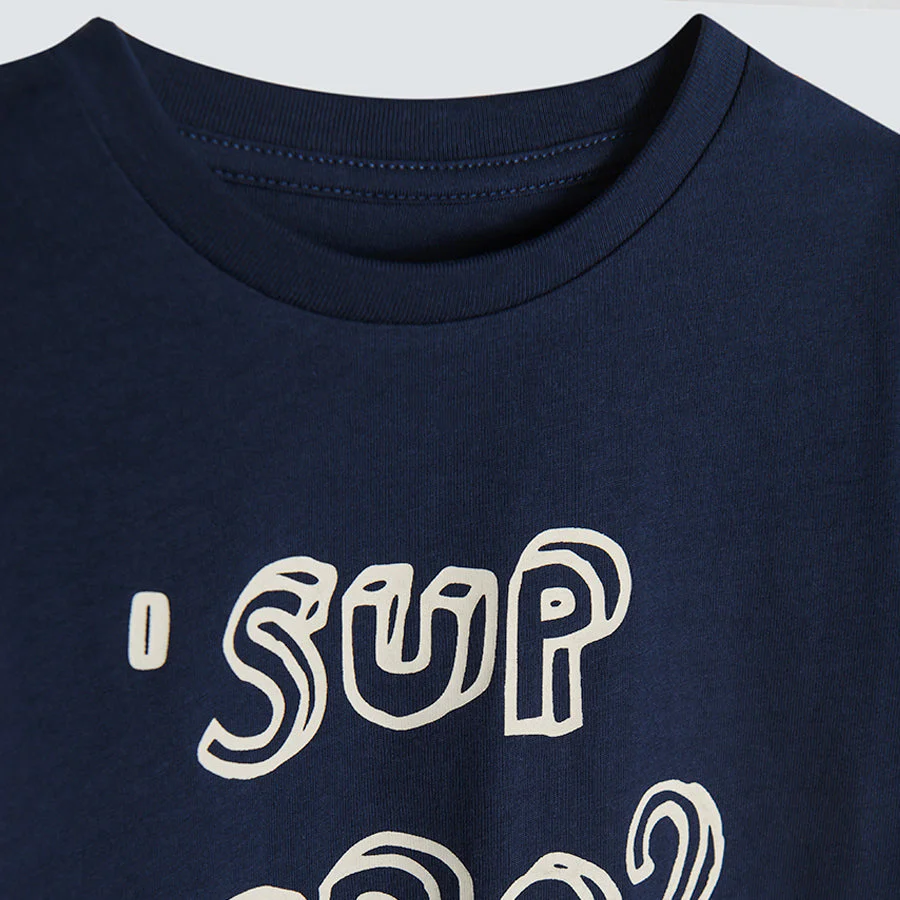T-shirt For Boy's Dark Blue Print Sup bro? CC CCB2410856 - Image 2