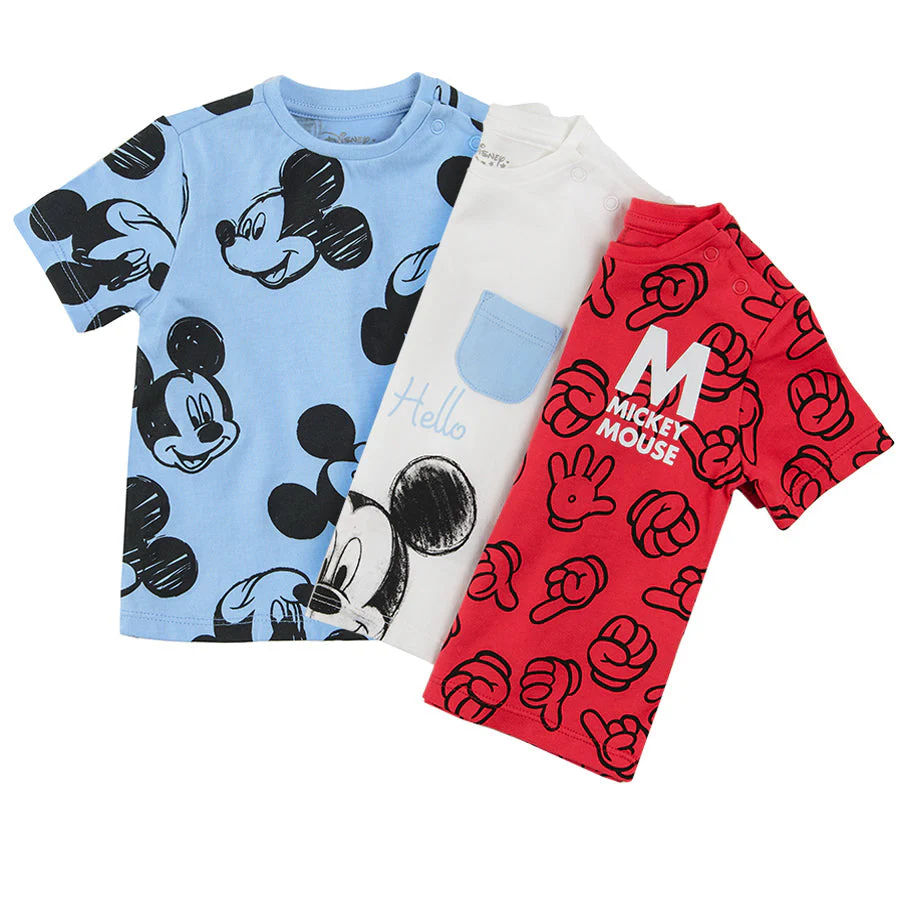 T Shirt for Boys White Red Blue Mickey Mouse Set 3 Pcs CC LCB2402676 00