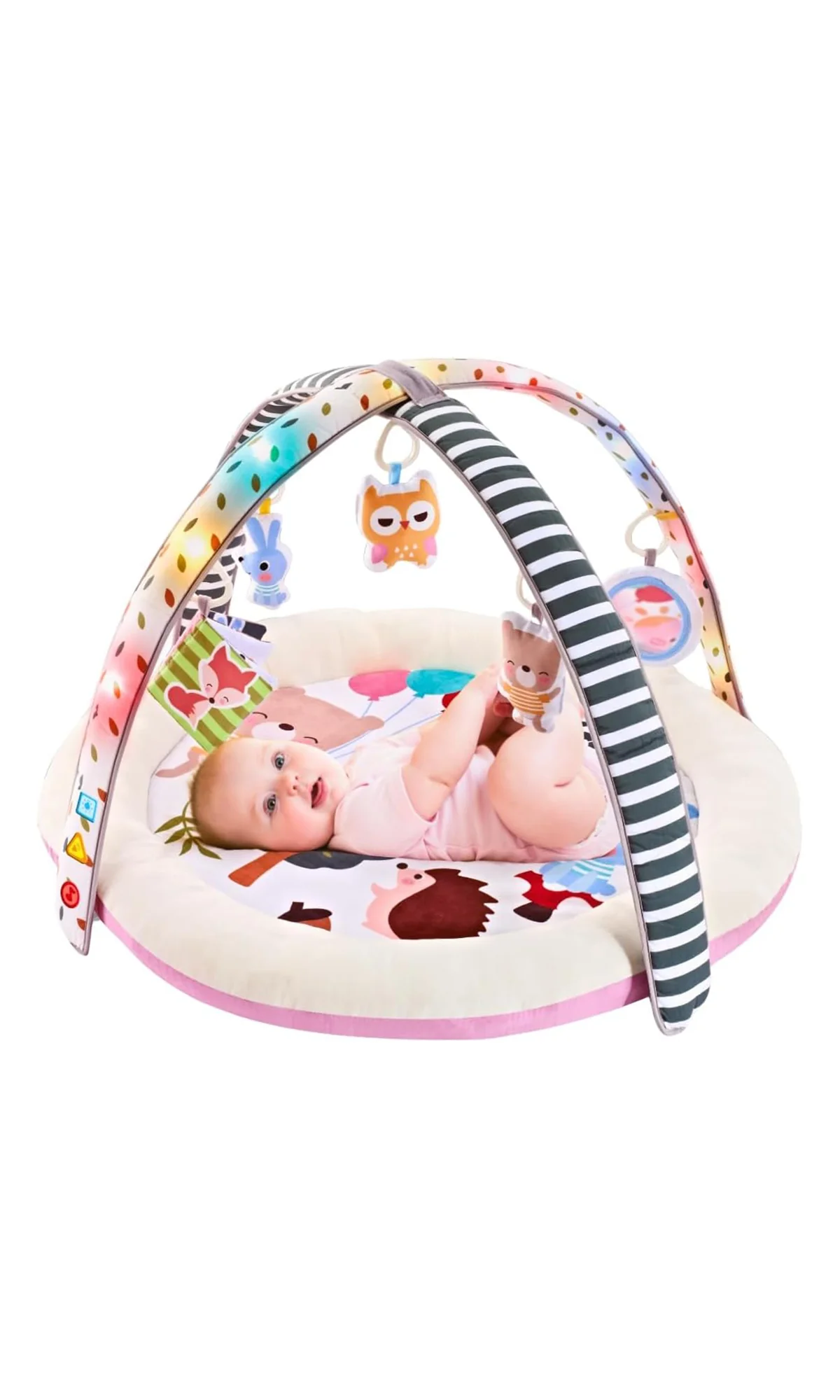 Telun Baby 4 in 1 Activity Play Gym Mat- Hedgehog Pink - Image 2