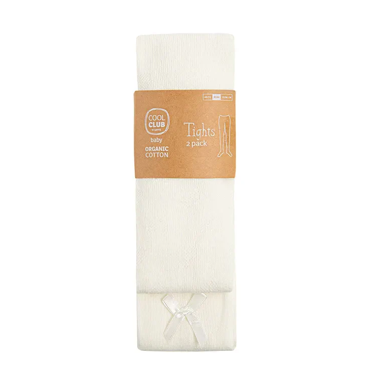 Tights For Girls, Organic Cotton, Ecru, Set, 2 Pcs. CC CHG2102802-00-P