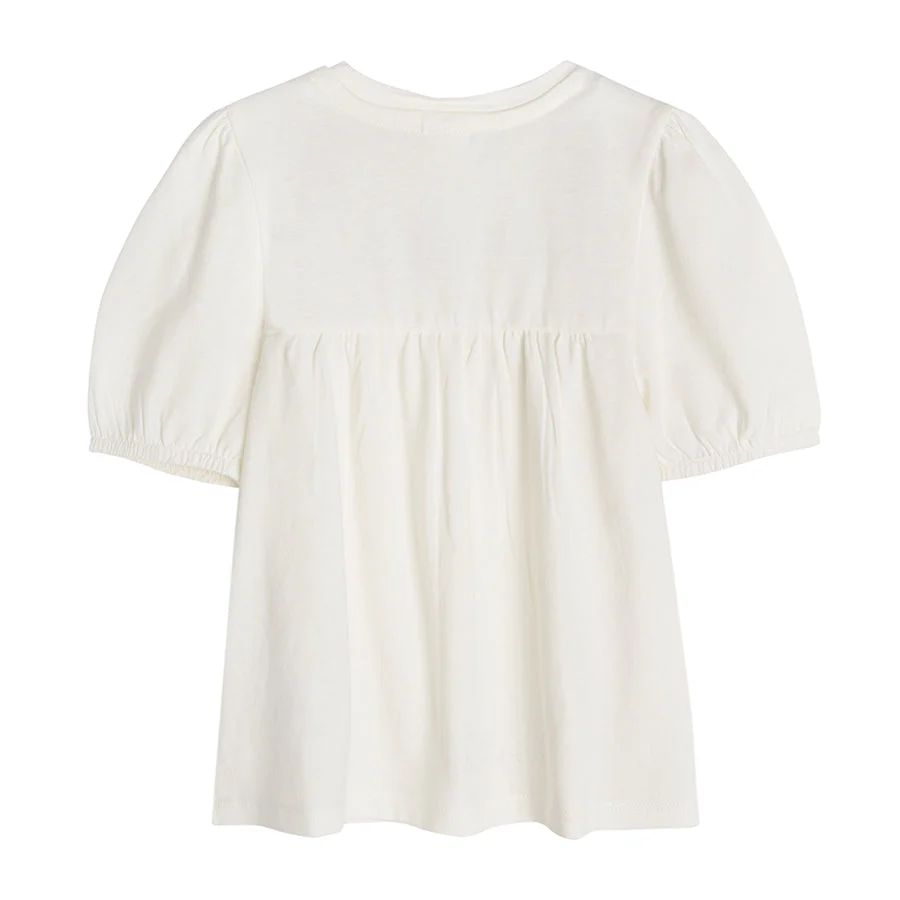 White Short Sleeve Blouse With Wide Sleeves And Embroidered Pattern CC CCG2411490 - Image 4